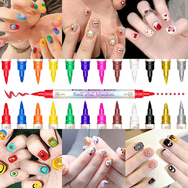 2026 New Nail Art Pens Set 12 Colors, Quick Dry Nail Art Markers for DIY Drawing, Christmas New Year Salon Home Decoration, Nails Polish Pens for Adult Kids Beginners - Image 2